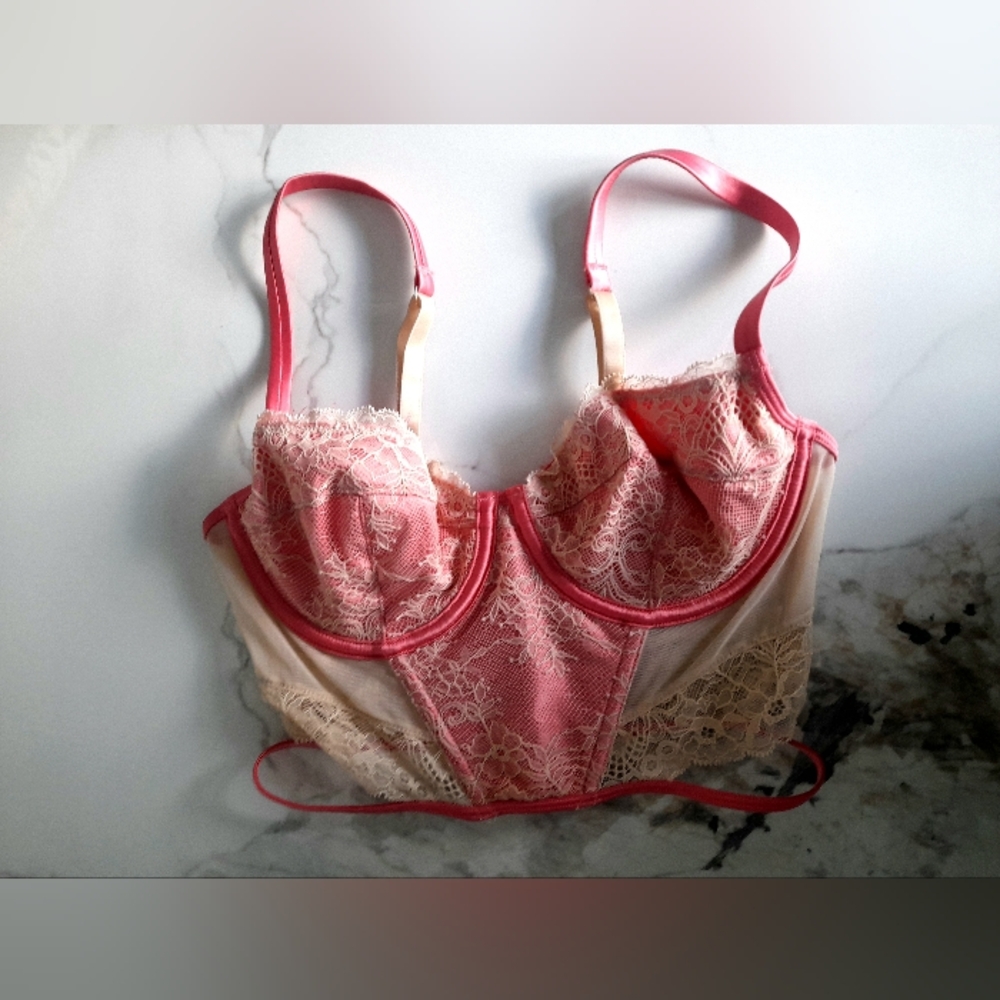 Blush Pink and Cream Lace Bustier